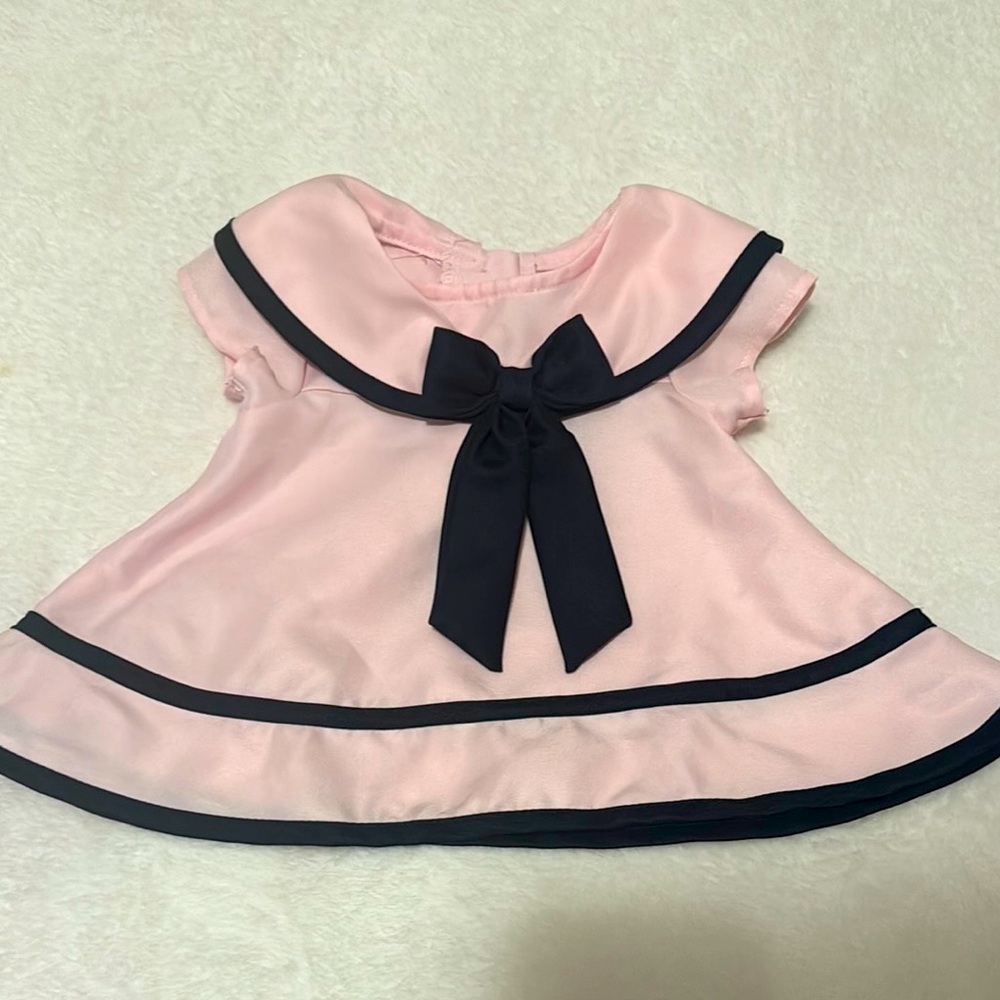 Rare Editions EUC Pink Sailor Dress with Black Bow